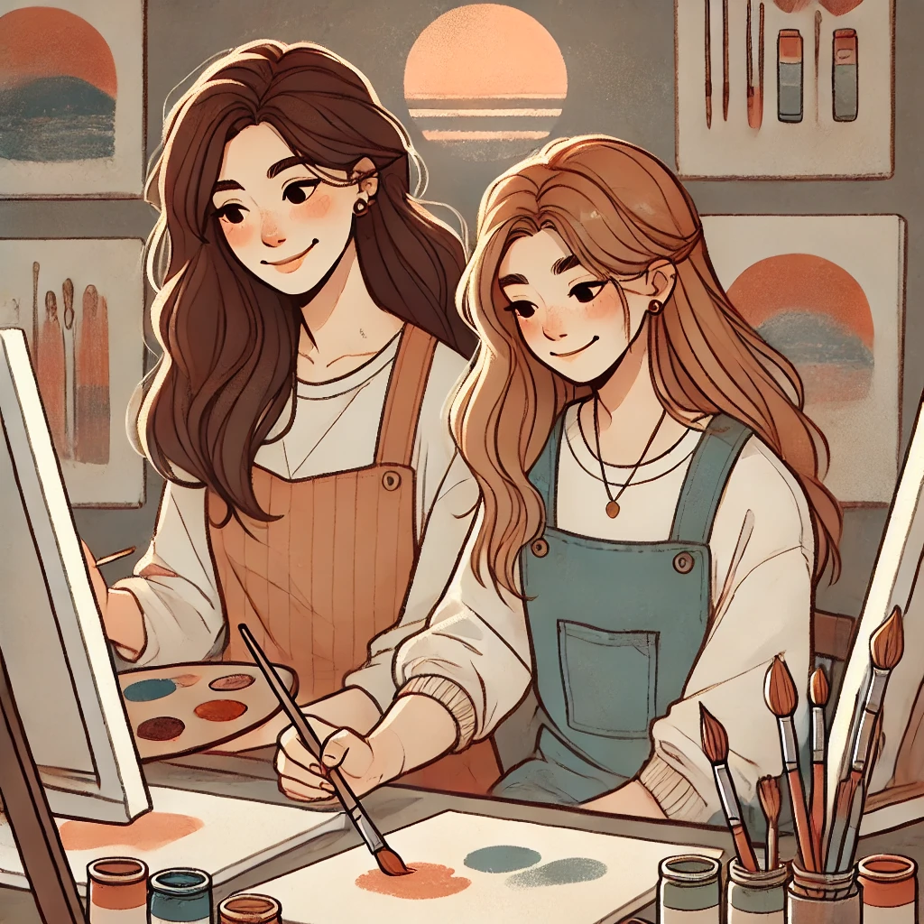 mother and daughter painting